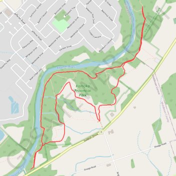 Komoka Provincial Park trail, distance, elevation, map, profile, GPS track