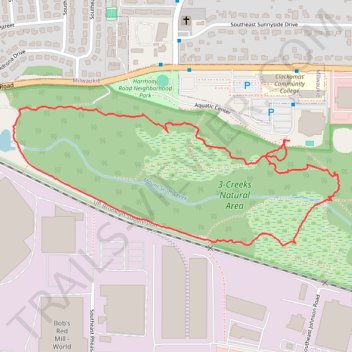 3-Creeks Natural Area loop trail, distance, elevation, map, profile, GPS track