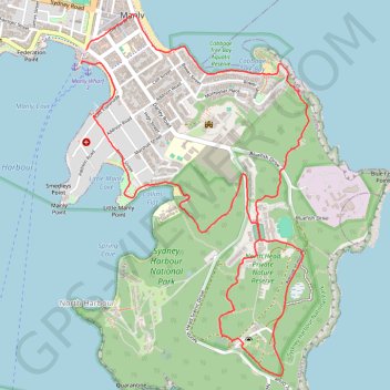 North Head via Blue Fish Track trail, distance, elevation, map, profile, GPS track