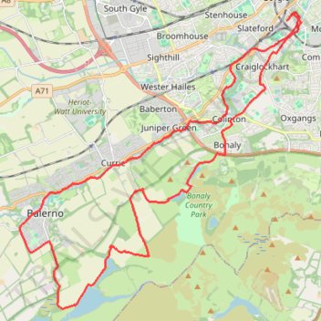 Ride up to Pentland Hills Regional Park trail, distance, elevation, map, profile, GPS track