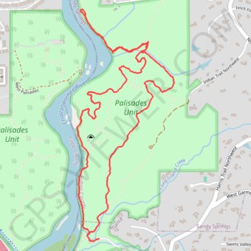Bamboo Forest via East Palisades Loop in Chattahoochee River National Recreation Area trail, distance, elevation, map, profile, GPS track