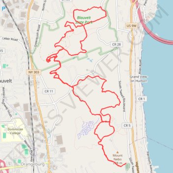 Mount Nebo to Blauvelt State Park via Long Path Green Trail trail, distance, elevation, map, profile, GPS track