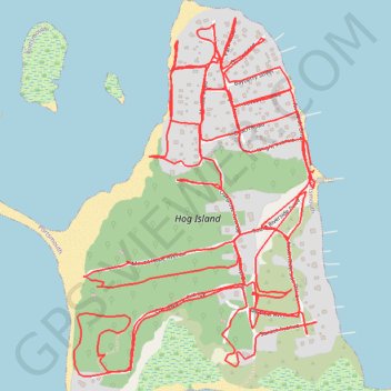 Hog Island trail, distance, elevation, map, profile, GPS track