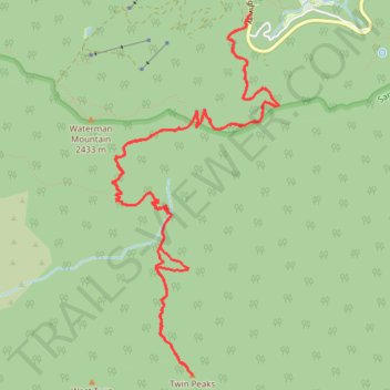 Twin Peaks Trail trail, distance, elevation, map, profile, GPS track