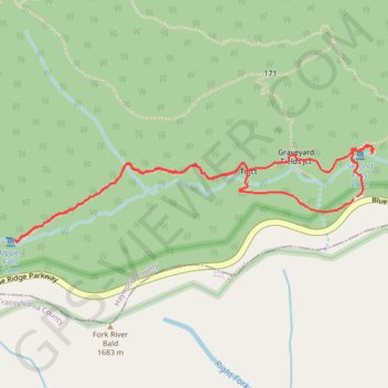 Graveyard Upper Falls and Second Falls Loop Trail in Pisgah National Forest trail, distance, elevation, map, profile, GPS track