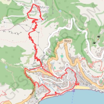 Positano - Santa Maria al Castello - Spiaggia di Fornillo trail, distance, elevation, map, profile, GPS track