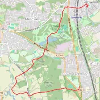 Walk - Petridgewood Common, Sidlow Bridge, Earlswood Common trail, distance, elevation, map, profile, GPS track