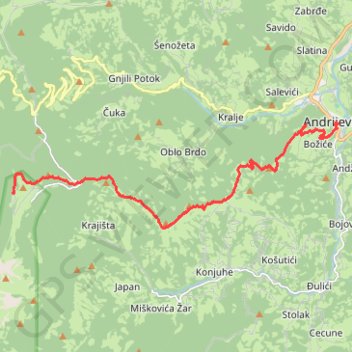 MNE-10: Katun Kobil do (Komovi) - Andrijevica trail, distance, elevation, map, profile, GPS track