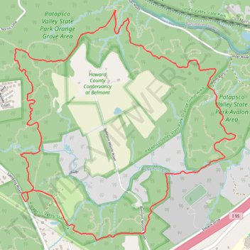 Patapsco Valley State Park - Orange Grove Area trail, distance, elevation, map, profile, GPS track