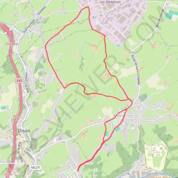 Ottomont - Andrimont - Mont Dison - Thimister - Andrimont - Ottomont trail, distance, elevation, map, profile, GPS track
