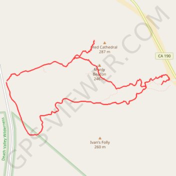 Red Cathedral and Zabriskie Point Loop trail, distance, elevation, map, profile, GPS track