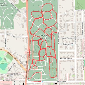 Lake View Cemetery trail, distance, elevation, map, profile, GPS track
