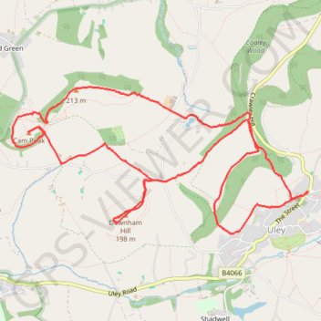 Walk through Uley, Cam Peak, and Downham Hill trail, distance, elevation, map, profile, GPS track