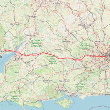2026-10-03 FlixBus 042 London - Newport trail, distance, elevation, map, profile, GPS track