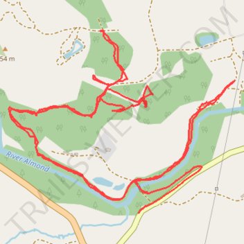 River Almond path at Dallick and connecting to other tracks trail, distance, elevation, map, profile, GPS track