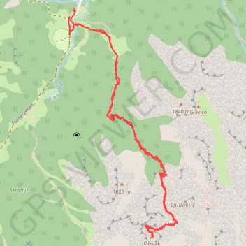 Očnjak trail, distance, elevation, map, profile, GPS track