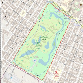 Audubon Park Loop in New Orleans trail, distance, elevation, map, profile, GPS track