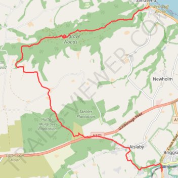 Hike from Sleights to Sandsend via Old Mulgrave Castle trail, distance, elevation, map, profile, GPS track