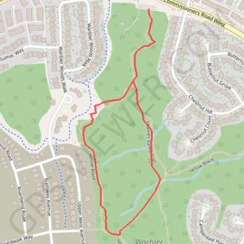 Warbler Woods Loop trail, distance, elevation, map, profile, GPS track