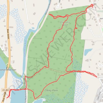 Children's woods - Contoocook Lake Dam trail, distance, elevation, map, profile, GPS track