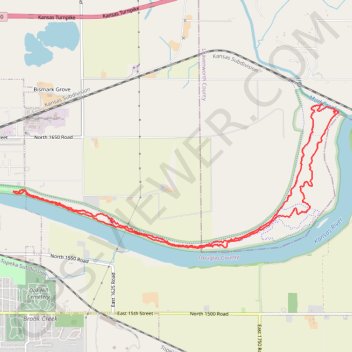 Kansas River MTB Loop trail, distance, elevation, map, profile, GPS track
