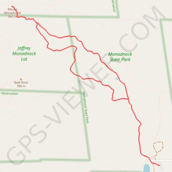 Mount Monadnock Loop trail, distance, elevation, map, profile, GPS track