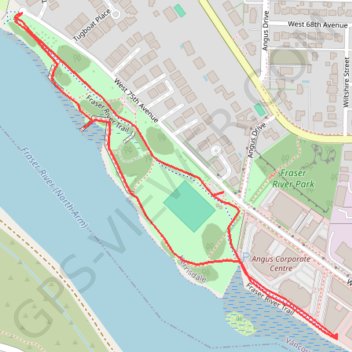 Fraser River Park trail, distance, elevation, map, profile, GPS track