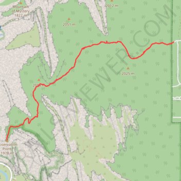 Observation Point trail, distance, elevation, map, profile, GPS track