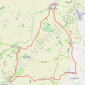 Loop from Tysoe via Burdrop and Brailles in The Cotswolds National Landscape trail, distance, elevation, map, profile, GPS track