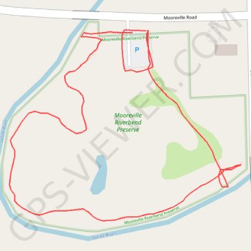 Trails and parking at Mooreville Riverbend Preserve in Mooreville, MI trail, distance, elevation, map, profile, GPS track