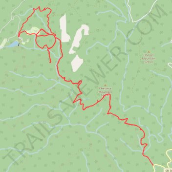 Clear Creek and Azalea Trails Loop via Chestnut Mountain and Chilhowee Campground in Cherokee National Forest trail, distance, elevation, map, profile, GPS track