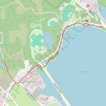 Clear Lake Greenway in Fox Memorial Park trail, distance, elevation, map, profile, GPS track
