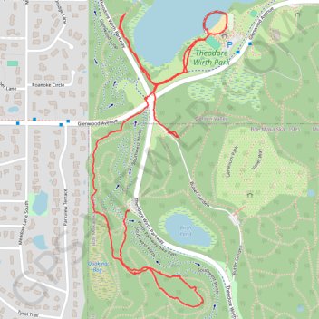 Wirth Lake in Theodore Wirth Park trail, distance, elevation, map, profile, GPS track