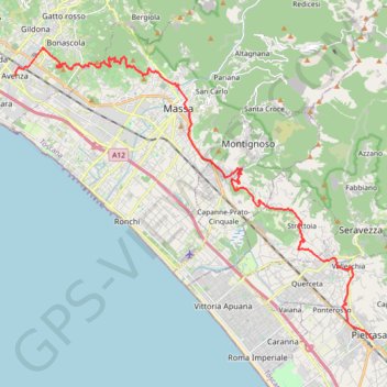 VFS - IT25 - Avenza - Pietrasanta trail, distance, elevation, map, profile, GPS track