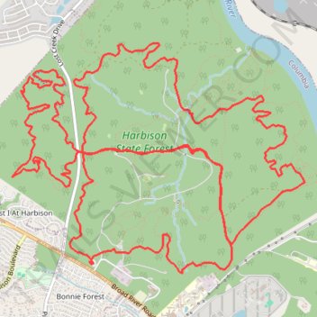 Harbison State Forest Ride trail, distance, elevation, map, profile, GPS track