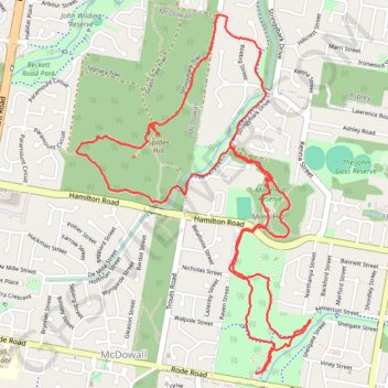 Raven Street Reserve - Chermside Hills Reserve trail, distance, elevation, map, profile, GPS track