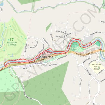 Warburton - Yarra River Walk trail, distance, elevation, map, profile, GPS track