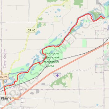 Minnesota river valley state trail, Belle Plaine to Jordan trail, distance, elevation, map, profile, GPS track