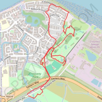 Crossway Park ex golf course trail, distance, elevation, map, profile, GPS track