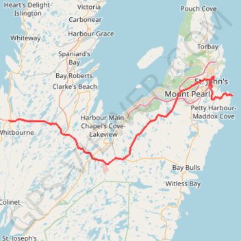 Whitbourne - St. John's trail, distance, elevation, map, profile, GPS track