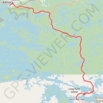 Kenora - Sioux Narrows trail, distance, elevation, map, profile, GPS track