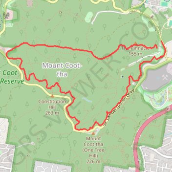 Mount Coot-tha Loop trail, distance, elevation, map, profile, GPS track