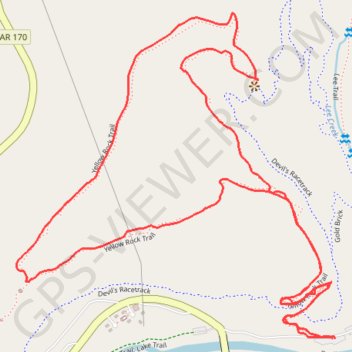 Yellow Rock Loop Trail in Devil's Den State Park trail, distance, elevation, map, profile, GPS track