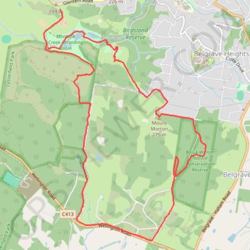 Lysterfield, Baluk William, Mount Morton, Birdsland trail, distance, elevation, map, profile, GPS track