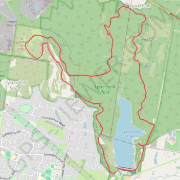 Lysterfield Park MTB Loop trail, distance, elevation, map, profile, GPS track